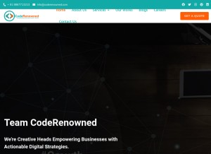 How coderenowned.com looks like on a tablet such as an iPad.