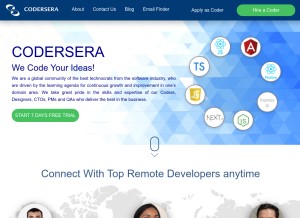 How codersera.com looks like on a tablet such as an iPad.