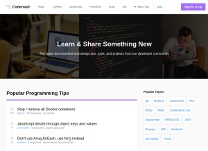 How coderwall.com looks like on a tablet such as an iPad.