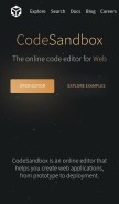 How codesandbox.io looks like on a mobile device such as an iPhone.