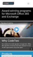 How codetwo.com looks like on a mobile device such as an iPhone.