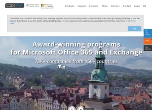 How codetwo.com looks like on a tablet such as an iPad.