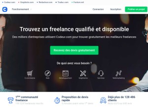 How codeur.com looks like on a tablet such as an iPad.