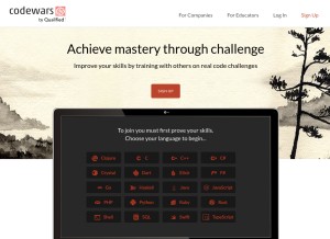 How codewars.com looks like on a tablet such as an iPad.