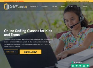 How codewizardshq.com looks like on a tablet such as an iPad.