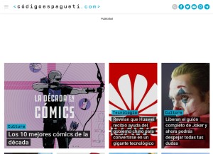 How codigoespagueti.com looks like on a tablet such as an iPad.