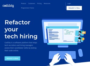 How codility.com looks like on a tablet such as an iPad.