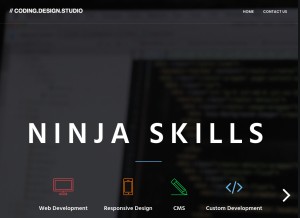 How codingdesignstudio.com looks like on a tablet such as an iPad.