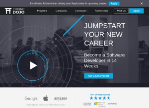 How codingdojo.com looks like on a tablet such as an iPad.