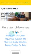 How codingpixels.us looks like on a mobile device such as an iPhone.