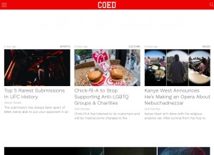 How coed.com looks like on a tablet such as an iPad.