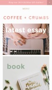 How coffeeandcrumbs.net looks like on a mobile device such as an iPhone.