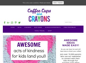 How coffeecupsandcrayons.com looks like on a tablet such as an iPad.