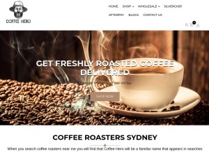 How coffeehero.com.au looks like on a tablet such as an iPad.