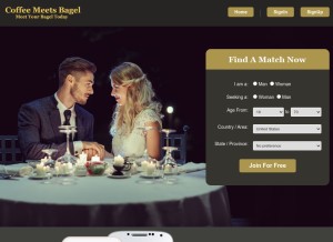 How coffeemeetsbagelcom.com looks like on a tablet such as an iPad.