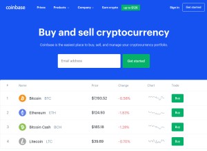 How coinbase.com looks like on a tablet such as an iPad.