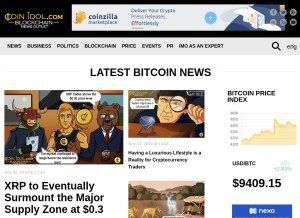 How coinidol.com looks like on a tablet such as an iPad.