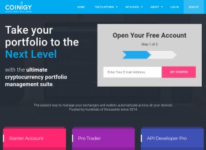 How coinigy.com looks like on a tablet such as an iPad.