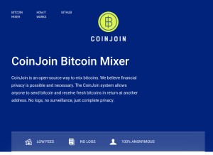 How coinjoin.ws looks like on a tablet such as an iPad.