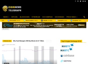 How coinnewstelegraph.com looks like on a tablet such as an iPad.