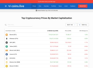 How coins.live looks like on a tablet such as an iPad.
