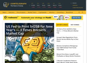 How cointelegraph.com looks like on a tablet such as an iPad.