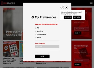 How cokesolutions.com looks like on a tablet such as an iPad.