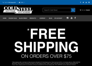 How coldsteel.com looks like on a tablet such as an iPad.