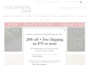 How coldwatercreek.com looks like on a tablet such as an iPad.