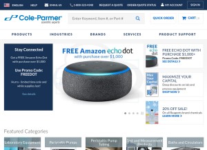 How coleparmer.com looks like on a tablet such as an iPad.