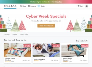 How collage.com looks like on a tablet such as an iPad.