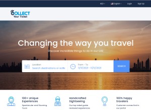How collectyourticket.com looks like on a tablet such as an iPad.