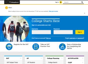 How collegeboard.org looks like on a tablet such as an iPad.