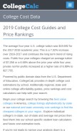 How collegecalc.org looks like on a mobile device such as an iPhone.
