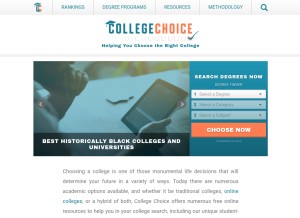 How collegechoice.net looks like on a tablet such as an iPad.