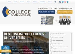 How collegeconsensus.com looks like on a tablet such as an iPad.