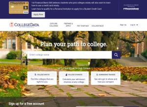 How collegedata.com looks like on a tablet such as an iPad.