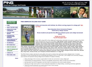 How collegegolf.com looks like on a tablet such as an iPad.