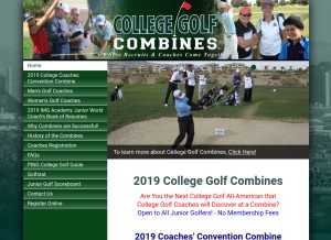How collegegolfcombines.com looks like on a tablet such as an iPad.