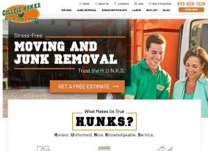 How collegehunkshaulingjunk.com looks like on a tablet such as an iPad.