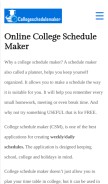 How collegeschedulemaker.net looks like on a mobile device such as an iPhone.
