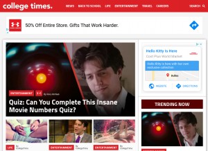 How collegetimes.com looks like on a tablet such as an iPad.