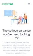 How collegevine.com looks like on a mobile device such as an iPhone.
