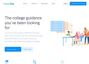 How collegevine.com looks like on a tablet such as an iPad.