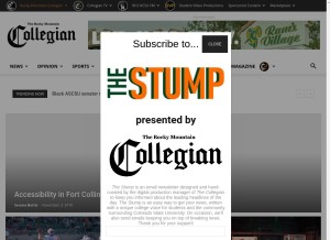 How collegian.com looks like on a tablet such as an iPad.