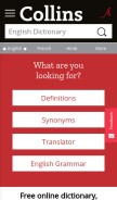 How collinsdictionary.com looks like on a mobile device such as an iPhone.