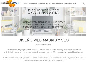 How colmena-web.com looks like on a tablet such as an iPad.