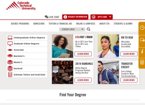 How coloradotech.edu looks like on a tablet such as an iPad.