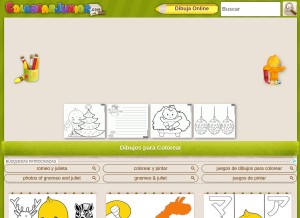 How colorearjunior.com looks like on a tablet such as an iPad.
