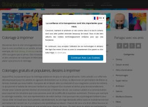 How coloriageetdessins.com looks like on a tablet such as an iPad.